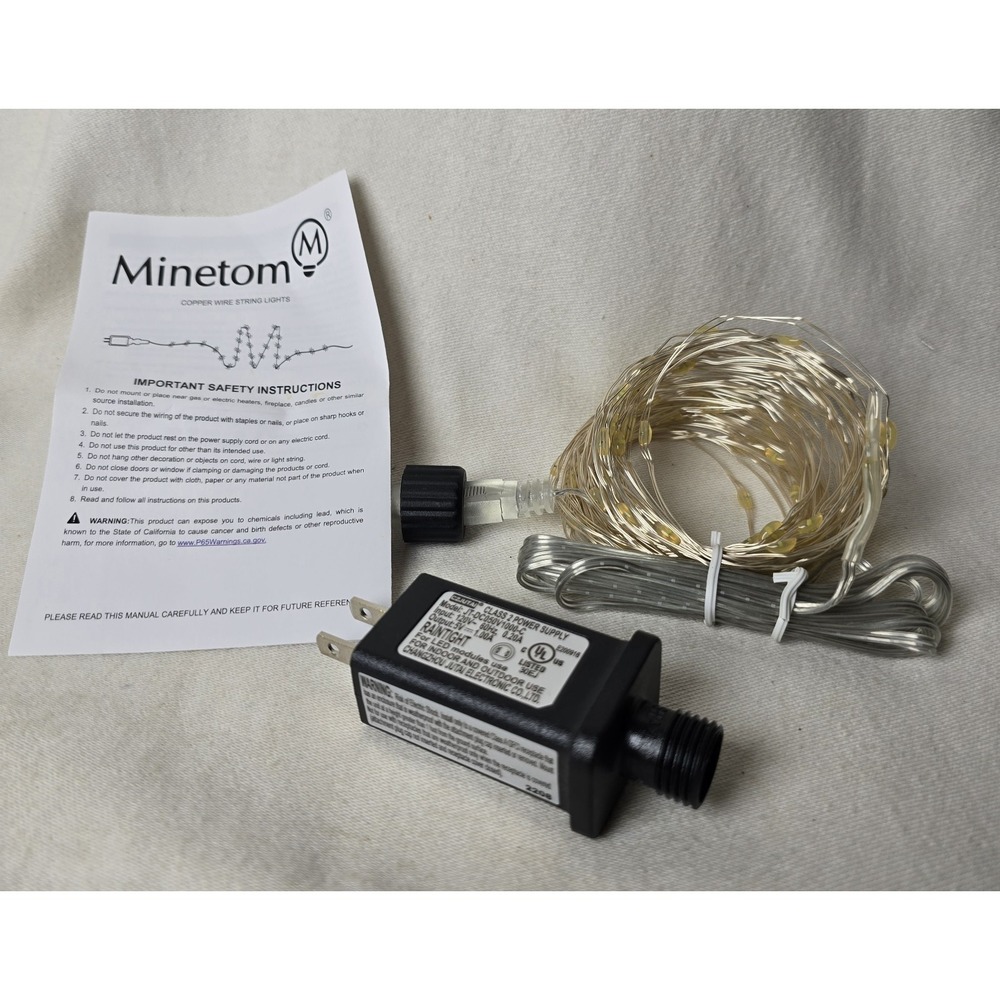 Minetom Fairy Lights Plug in, 33Ft 100 LEDs Waterproof‎ Silver Wire Firefly